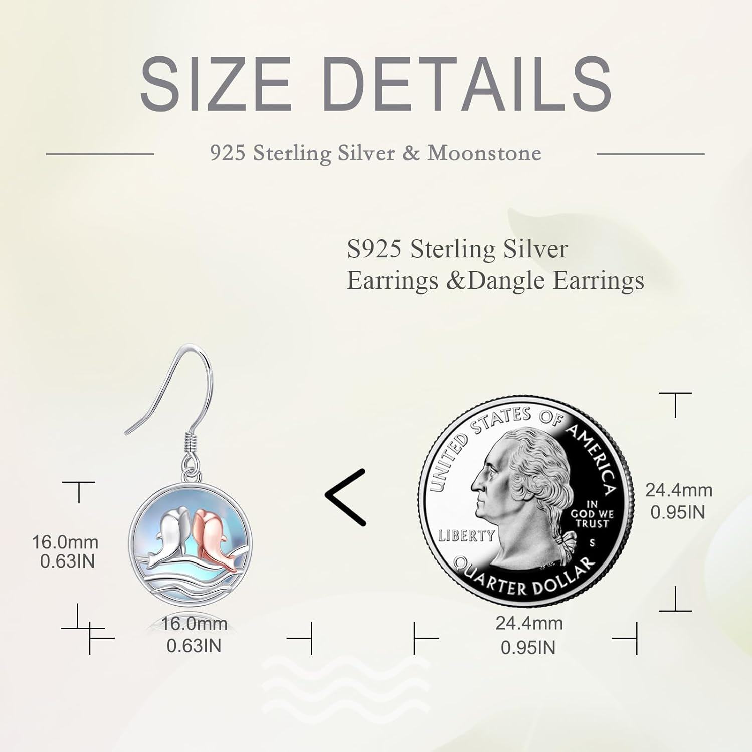 Sterling Silver Dolphin Teardrop Filigree Dangle Earrings for Women-0-3
