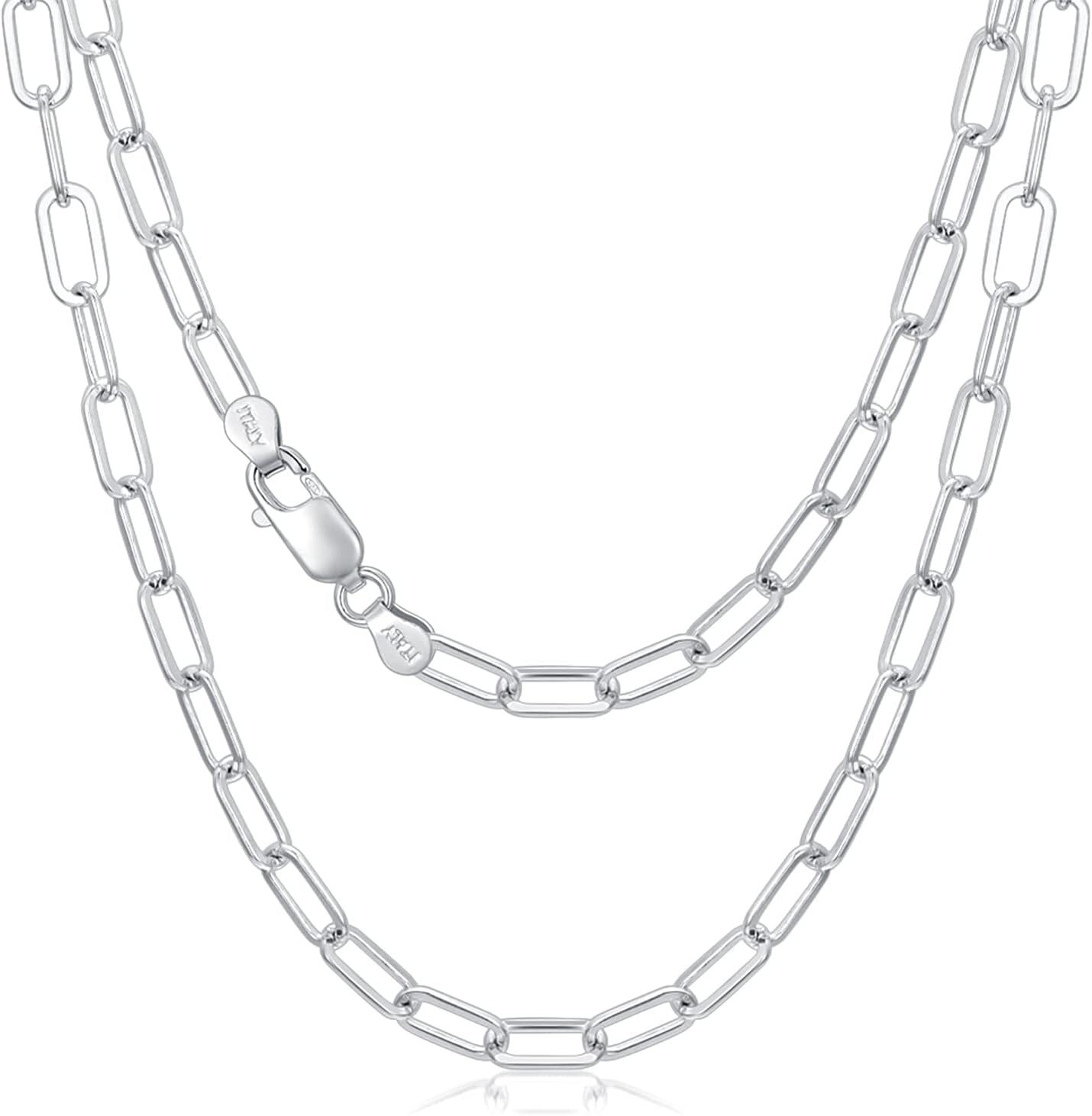 Sterling Silver Paperclip Chain Necklace 16 26 Italy Made Lobster Clasp-Style 1 16 Inch