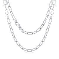 wholesale 925 Sterling Silver White Gold Plated Paperclip Link Chain Necklace-Style 2 16 Inch