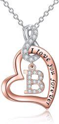 wholesale 14K Rose Gold Sterling Silver Heart Infinity Name Pendant Letter Necklace-0-0
