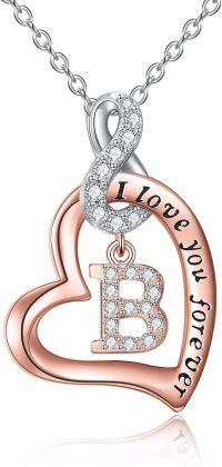 wholesale 14K Rose Gold Sterling Silver Heart Infinity Name Pendant Letter Necklace-B