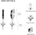 wholesale 925 Sterling Silver Black Enamel and Cubic Zirconia Star Drop Huggies for Women & Men-0-3