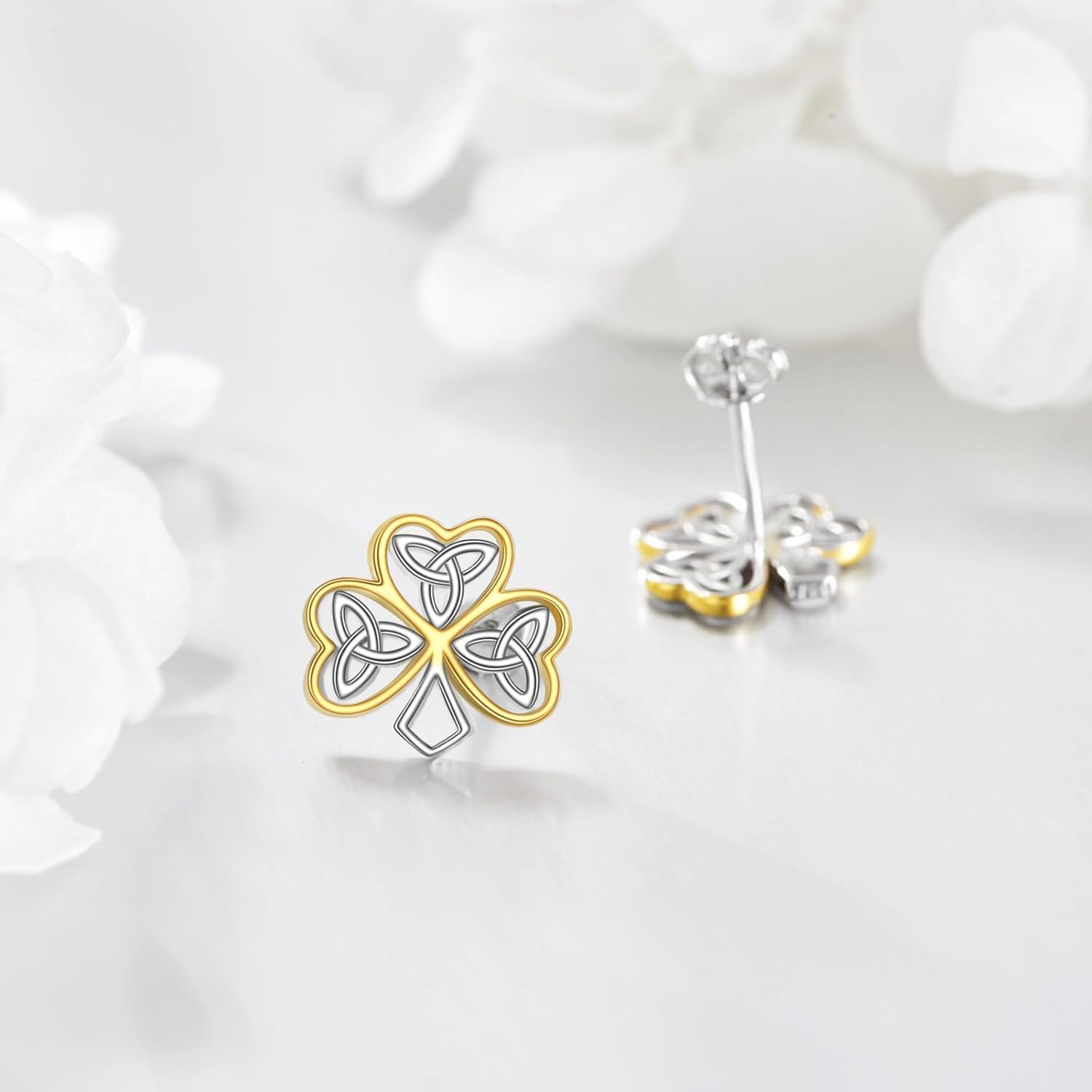 wholesale 925 Sterling Silver Celtic Knot Shamrock Stud Earrings with Evil Eye Design-0-3