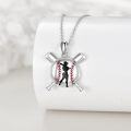 wholesale 925 Sterling Silver Baseball Bat and Ball Pendant Necklace Gift for Women-0-2