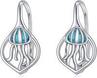 wholesale 925 Sterling Silver Turquoise Jellyfish Drop Earrings-09-Jellyfish Turquoise