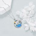 wholesale 925 Sterling Silver Blue Opal Wave and Palm Tree Necklace for Women Nature Inspired s-0-4