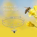 wholesale 925 Sterling Silver Honeycomb Bee Charm Layered Ankle Anklet for Women Girls-0-5