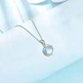 wholesale 925 Sterling Silver Round Rainbow Moonstone Leaf Pendant Necklace for Women-0-4