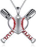 wholesale 925 Sterling Silver Baseball Bat & Ball Pendant Necklace Sport Lover Gifts for Her-0-0