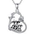 wholesale 925 Sterling Silver Enamel Cow Pendant Necklace-0-0