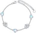 wholesale 925 Sterling Silver Heart Celtic Knot Bracelet with Opalite Beads and Chain Link Design for Women Girls  6-8 Adjustable Length-0-0