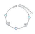wholesale 925 Sterling Silver Heart Celtic Knot Bracelet with Opalite Beads and Chain Link Design for Women Girls  6-8 Adjustable Length-0-0