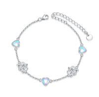 wholesale 925 Sterling Silver Heart Celtic Knot Bracelet with Opalite Beads and Chain Link Design for Women Girls  6-8 Adjustable Length-Celtic-Heart 7"-9"