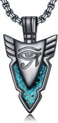 wholesale 925 Sterling Silver Turquoise Inlay Eye Of Horus Egyptian Pendant Necklace For Men & Women-0-0