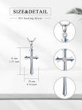 wholesale 925 Sterling Silver Blue Stone Inlay Cross Pendant Necklace for Women Christian -0-5