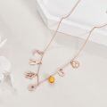 wholesale 925 Sterling Silver Lucky Charm Necklace With Crescent Moon Hamsa Eye Amber Yellow Crystal Rose Gold Plated Pendant-0-1