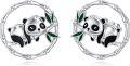 wholesale 925 Sterling Silver 925 Panda Bamboo Leaf Stud Earrings for Women-0-0