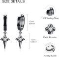 wholesale 925 Sterling Silver Black Plated Star Drop Huggies Earings for Women & Men-0-2