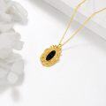 wholesale Gold-Plated 925 Sterling Silver with Black Onyx Oval Pendant Necklace for Women-0-4