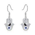 wholesale 925 Sterling Silver Hamsa Hand Earrings Wholesale With Evil Eye And Yin Yang Design-0-0