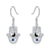 wholesale 925 Sterling Silver Hamsa Hand Earrings Wholesale With Evil Eye And Yin Yang Design-Yin Yang Hamsa
