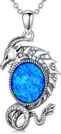 wholesale 925 Sterling Silver Blue Fire Opal Dragon Pendant Necklace s for Women and Girls 43cm Chain Length-style2