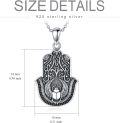 wholesale 925 Sterling Silver Evil Eye Scarab Hamsa Hand Pendant Necklace with Lotus Design-0-4
