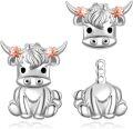 wholesale 925 Sterling Silver Highland Cow & Axolotl Stud Earrings for Women Gifts-0-0