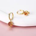 wholesale Gold 925 Sterling Silver Red Crystal Fruit Drop Earrings 3D Design Jewelry for Women Girls Gift Boxed-0-2