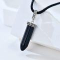 wholesale 925 Sterling Silver Onyx Crystal Pendant Necklace with Black Leather Cord 16 + Extender-0-3