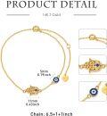 wholesale 14K Gold Hamsa Hand & Evil Eye Charm Bracelet for Women - Good Luck and Protection Jewelry (Size: S/M/L)-0-5