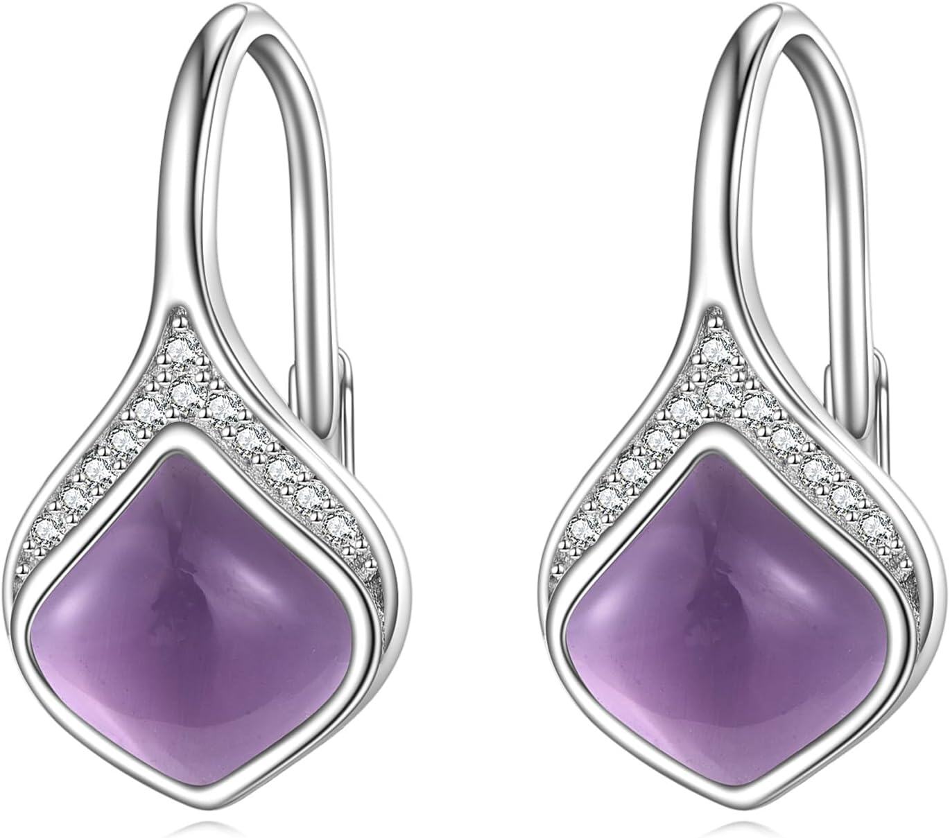 Sterling Silver Celtic Teardrop Filigree Earrings Jewelry Gifts for Women-Amethyst Drop Earrings