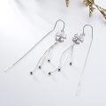 wholesale 925 Sterling Silver CZ Threader Earrings w/Flower & Butterfly Charm Drops-0-2