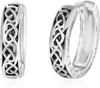 wholesale Sterling Silver Norse Viking Celtic Knot Hoop Earrings for Women Men Unisex-Silver Heart Knot