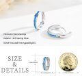wholesale 925 Sterling Silver Blue Opal Inlay Huggie Hoop Earrings 8mm Diameter-0-5