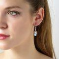 wholesale 925 Sterling Silver White Gold Plated Cute Fox Purple Crystal Opalite Drop Earrings-0-1