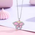 wholesale 925 Sterling Silver Pink Opal Butterfly Pendant Necklace - Elegant Charm s for Her-0-1