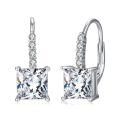 wholesale 925 Sterling Silver Princess Cut Zircon Earrings Wholesale With Pavé Detail-0-0