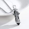 wholesale 925 Sterling Silver St Michael's Angel Protect Us Charm Necklace for Men & Women - Black Onyx Stone Pendent (24 + 3)-0-1
