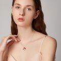 wholesale 925 Sterling Silver Red Enamel Mushroom Snail Pendant Necklace for Women-0-2