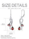TOUPOP Silver Ladybug Stone Animal Earrings-0-3