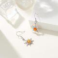 wholesale 925 Sterling Silver Starburst Orange Stone Dangle Earrings - Sunlight Inspired s-0-1
