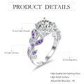 wholesale 925 Sterling Silver Birthstone Adjustable Open Ring for Women-0-5