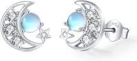 wholesale 925 Sterling Silver Opal Moon & Stars Stud Earrings - Celestial s for Women-02-Moon(Moonstone)