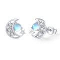 wholesale 925 Sterling Silver Opal Moon & Stars Stud Earrings - Celestial s for Women-0-0