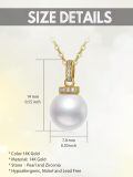 TOUPOP 14K Gold Freshwater Pearl Necklace with Bow/Heart/Dolphin Pendant-0-3