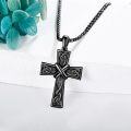 wholesale Black 925 Sterling Silver Celtic Knot Cross Pendant Necklace for Men & Women-0-2
