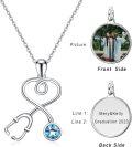 wholesale Sterling Silver & Austrian Crystal Stethoscope Necklace for Doctors, Nurses, Medical Students - Customizable Gift-0-1