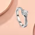 TOUPOP 14k Gold Plated Moissanite Ring D VVS1-0-4