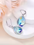 TOUPOP Sterling Silver Moonstone Frog/Mermaid Teardrop Dangle Earrings-0-4